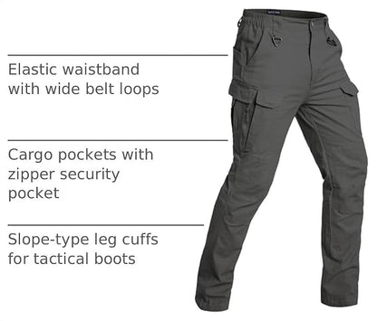 Men's Flex Tactical Pants Cotton Stretch Work Cargo Pants Lightweight EDC Outdoor Hiking Trousers