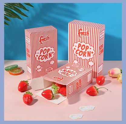 20pcs Popcorn Boxes Paper Popcorn Bags Container Bulk Red White Popcorn Cups Bucket for Popcorn Movie Theater Party Supplies