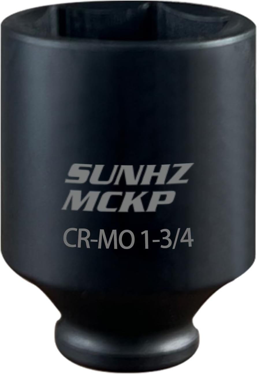 SUNHZMCKP 1/2 Inch Drive Impact Socket, SAE 1-3/4 In Deep Socket, CR-MO, 6 Point Axle Nut Socket for Easy Removal of Axle Shaft Nuts (1-3/4) (minor cosmetic damage)