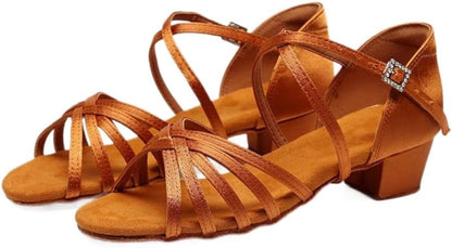 Latin & Ballroom Dance Shoes for Women Low Heel - Close Toe Leather Pumps with Arch Support for Wide Feet