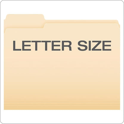 Pendaflex File Folders, 250-Pack, Letter Size, Manila, 1/3-Cut Tabs, Premium Paper Folders for File Cabinets, Home, Office & Classroom Document Organization, 3-Tab Letter File Folders