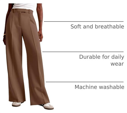 NIMIN Women Wide Leg Pants High Waisted Dressy Work Trousers Business Casual Palazzo Pants with Pockets