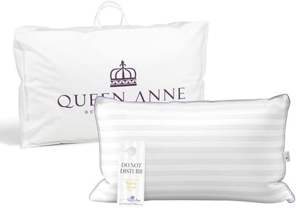 Luxury Hotel Down Alternative Pillow - Majesty Down - Synthetic Allergy Free Hypoallergenic Bed Pillow - Made in USA (Queen Medium)