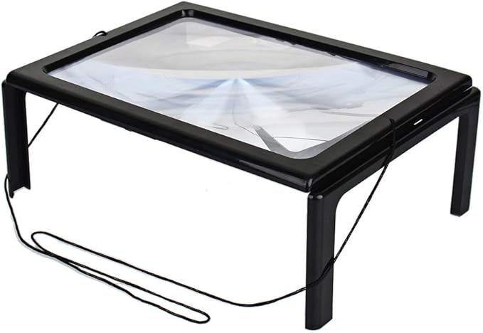 Magnifier with Light LED, Large A4 Page Hands 3X Magnifying Glass Magnifier for Reading