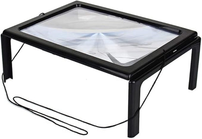 Magnifier with Light LED, Large A4 Page Hands 3X Magnifying Glass Magnifier for Reading