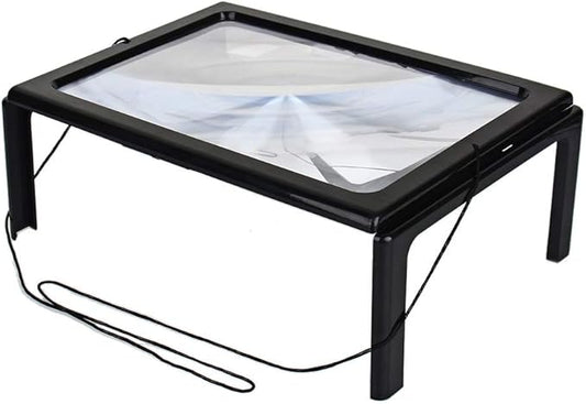Magnifier with Light LED, Large A4 Page Hands 3X Magnifying Glass Magnifier for Reading