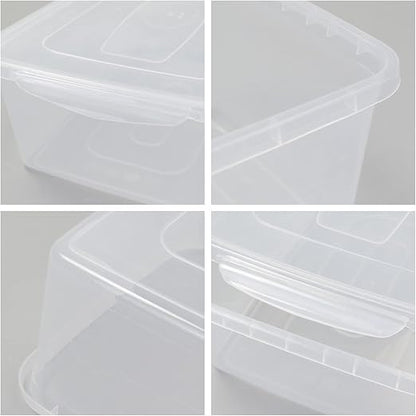 Morcte 4-Pack 14 L Basic Clear Plastic Storage Box with Clear Lid, Clear Storage Bin