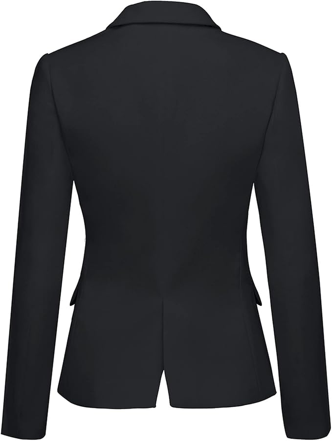 LookbookStore Womens Notched Lapel Pockets Button Work Office Blazer Jacket Suit