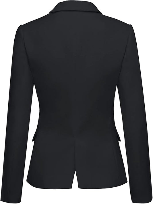 LookbookStore Womens Notched Lapel Pockets Button Work Office Blazer Jacket Suit