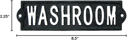 Cast Iron Washroom Bathroom Sign Rustic Gas Station Bar Pub Wall Decor Bath Plaque