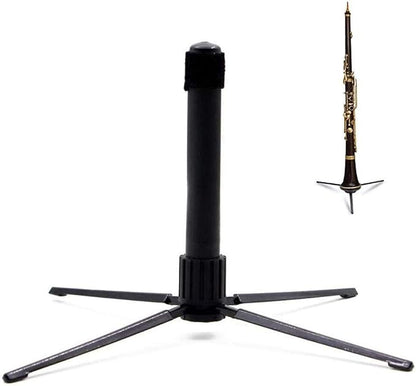 Liyafy Portable Flute Stand Holder Metal Foldable Support 4-Leg Stand Wind Instrument Accessory Black