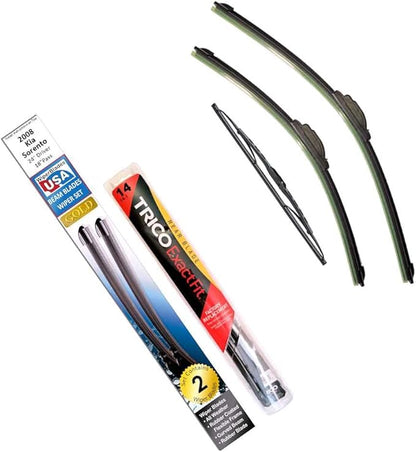 Beam Blade Wipers Replacement Set for 2008 Kia Sorento wRear - WiperBladesUSA Gold Beam Wiper Blades Wipers Set