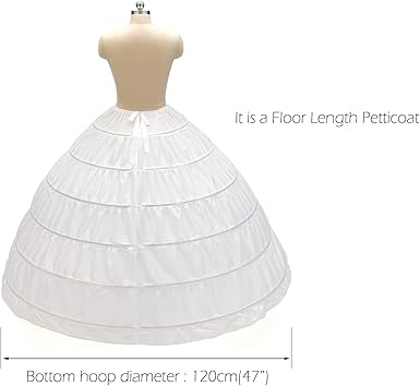 CEZOM Women 6 Hoop Petticoat Crinoline Underskirt for Bridal Wedding Dress MPT036