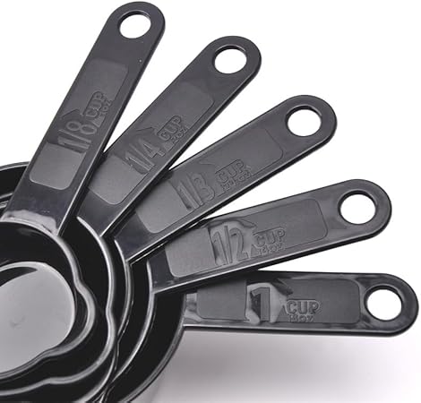 Plastic Measuring Cups and Spoons Set of 11, Kitchen Measuring Cups and Spoons Set for Dry  Liquid Ingredients, 5 Measuring Cups  6 Measuring Spoons Set for Cooking  Baking Color Black