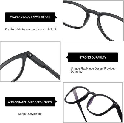 BLUEMOKY Reading Glasses for Women Men, Blue Light Blocking Glasses 2 Pack, Computer Readers, Spring Hinge