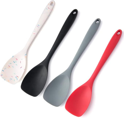 Silicone Spatulas for Cooking Non-Stick Pizza Shovel Beef Meat Egg Scraper Heat-Resistant Turners Tools Cookware for Egg, Pancake, Steak (Black)