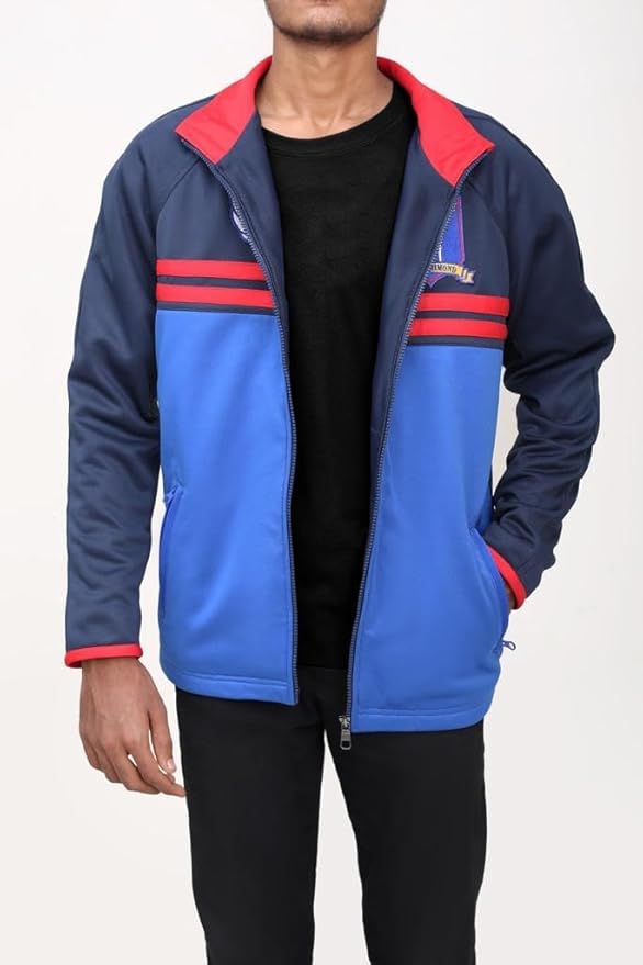 Mens Track Lightweight Football Coach Track Blue Polyester Jacket