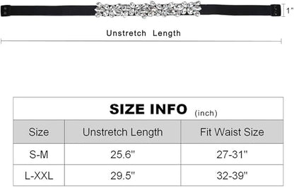 Women Rhinestone Belt Crystal Sparkly Elastic Thin Belts for dressy Lady