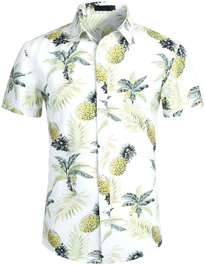 Summer Luxury Men's Shirt Lapel Short-Sleeved Pineapple Print Hawaiian Shirts Loose Casual Fashion Oversized Tops