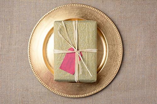 Tiger Chef 13-inch Round Beaded Charger Plates, Set of 2,4,6, 12 or 24 Dinner Chargers (6, Gold)