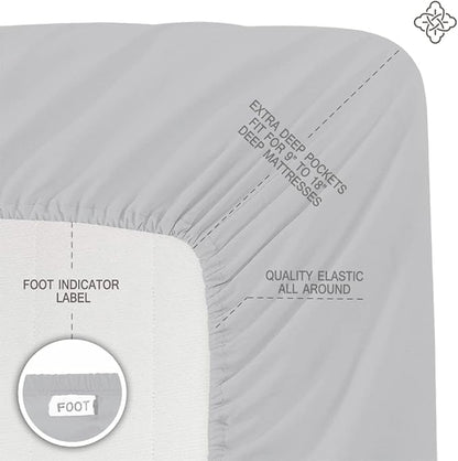 BIOWEAVES 100 Organic Cotton Sheets, 300 Thread Count 4-Piece GOTS Certified Bed Sheet Set Fits Mattress Upto 17" Deep Pocket, Soft  Silky Sateen Weave (Queen, Glacier Gray)
