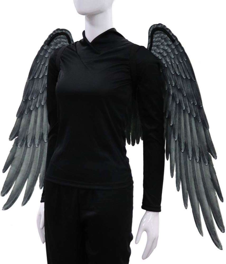 Ochine Angel Wings Costume Halloween Party Cosplay Accessories Black White Feather Wing for Men Women