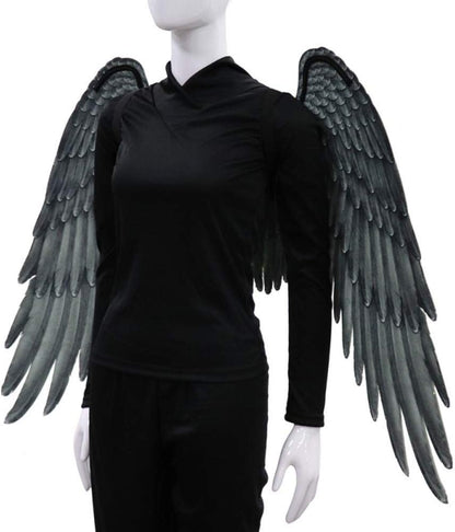 Ochine Angel Wings Costume Halloween Party Cosplay Accessories Black White Feather Wing for Men Women