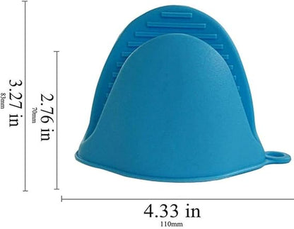 Silicone Mini Oven Gloves Potholder, Heat Resistant Pinch Oven Mitts Pot Holder for Kitchen Cooking  Baking, Blue (2 Pack)