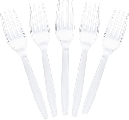 100pcs 4.7inch Plastic Clear Mini Forks Disposable Tasting Forks for Appetizer Fruit Dessert Cake Home Kitchen Party Accessories