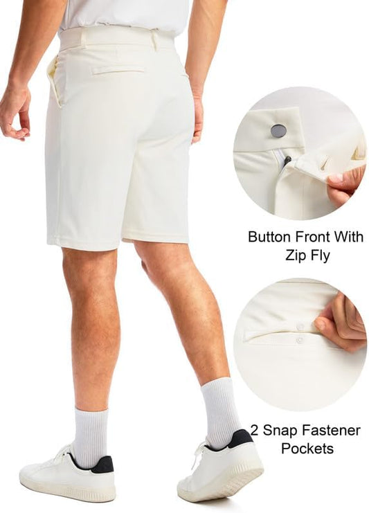 Soothfeel Men's Golf Shorts with 5 Pockets Stretch Lightweight Quick Dry 9 Inch Flat Front Casual Work Dress Shorts for Men