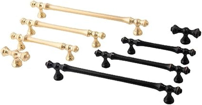 YEJIANGHUA Zinc Alloy Cabinet Door Handles Gold Black Knobs Antique Drawer Pulls Vintage Kitchen Cupboard Handle Wardrobe Pull Hardware Natural(Black-192mm)