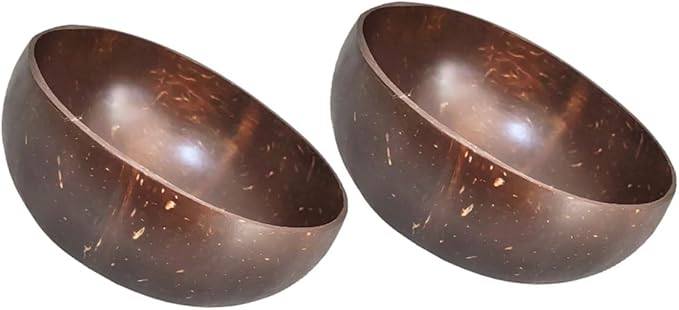 Elegant Cocoanut Bowl Set 2pc Natural Shell Salad Bowl Fruit for Snack Home Decorative