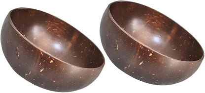Elegant Cocoanut Bowl Set 2pc Natural Shell Salad Bowl Fruit for Snack Home Decorative
