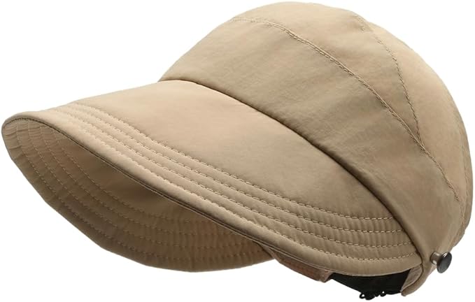 Sun Hats for Women Outdoor UV Protection Hollow Top Sun Visors Packable Summer Wide Brim Beach Hat Ponytail Baseball Cap