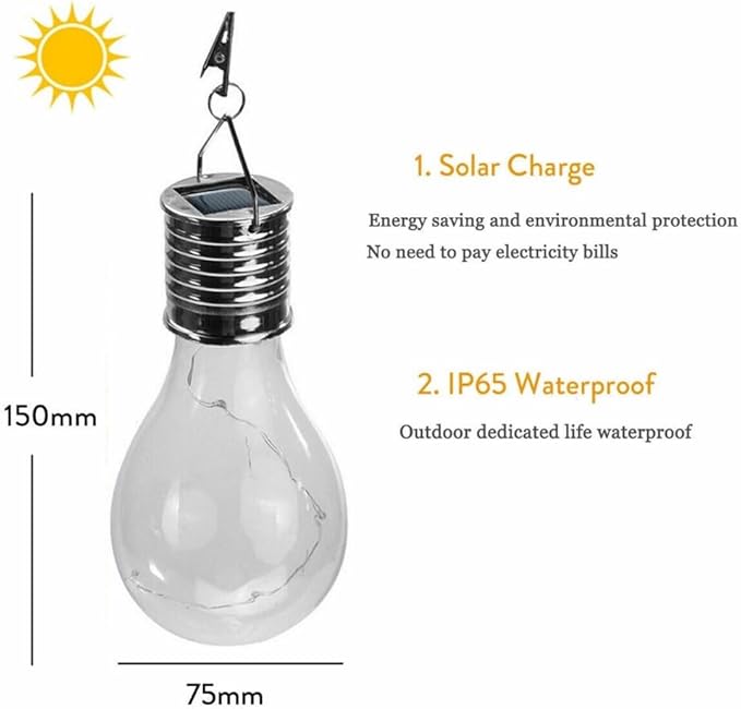 Solar Hanging Camping Lights Garden Yard Pathway Waterproof LED Light Bulb (Red)