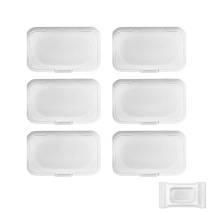 Baby Wet Towel Cover et Towel Cover Flip Cover for Cover Portable Wet Towel Holder Container (White, 6 Pcs)