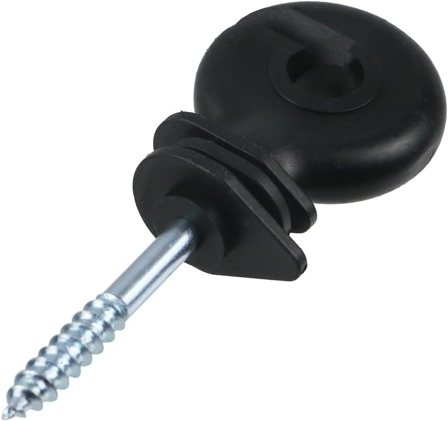 Oedema 30 Pcs Electric Fence Insulator Screw-in Wood Post Insulators Ring Insulators for Farm Animal Fencing, Black