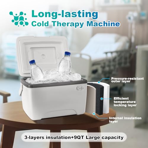 Cold Therapy Machine with Programmable Timer 9 QT Ice Therapy Machine for Knee After Surgery, Leak-Proof Quick Connect Pain Relief System Leak-Proof