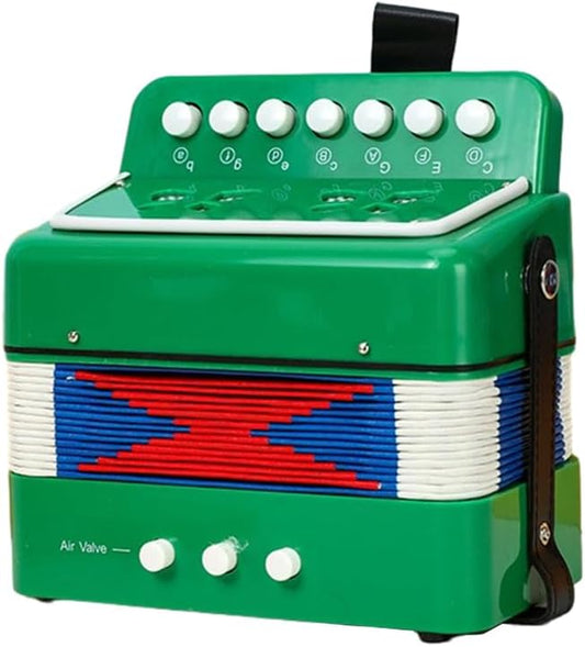 Btuty Mini 7-Key 2-bass Accordion Material Musical Instrument for Beginners Lightweight Button Accordion Hand-Eye Coordination Stage Performance