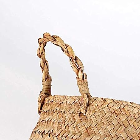 Storage Baskets Laundry Seagrass Baskets Wicker Hanging Flower Pot Baskets Storage Flower Home Pot Panier Osier Basket for Toys (Brown, 22cmX20cm)