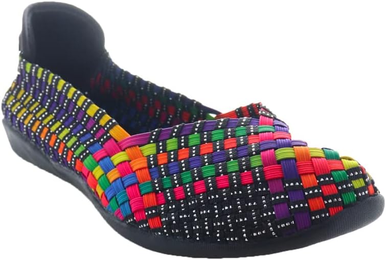 Size 7.5, Bernie Mev Catwalk Women's Stretch Woven Slip On Flat Shoes for Women .