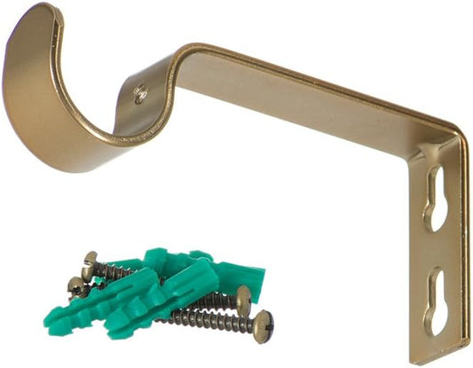 Ivilon Fixed Brackets for Curtain Rods - for 78 or 1 Inch Rods. Set of 2 - Warm Gold