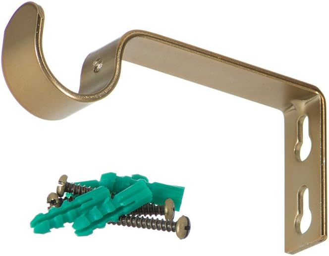 Ivilon Fixed Brackets for Curtain Rods - for 7/8 or 1 Inch Rods. Set of 2 - Warm Gold