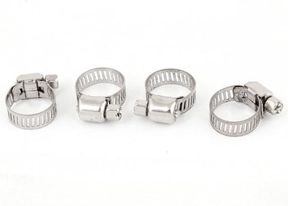 4pcs 8mm Worm Gear Hose Clamps Width Stainless Steel Ring Worm Drive Hose Clamp Dual-Bead Worm Gear Clamps Hoop 13-19mm