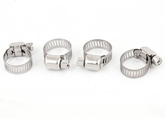 4pcs 8mm Worm Gear Hose Clamps Width Stainless Steel Ring Worm Drive Hose Clamp Dual-Bead Worm Gear Clamps Hoop 13-19mm