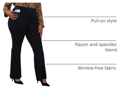Wrinkle-Free Stretch Dress Pants Plus Size for Women Pull-on Pant Ease into Comfort Office Pant