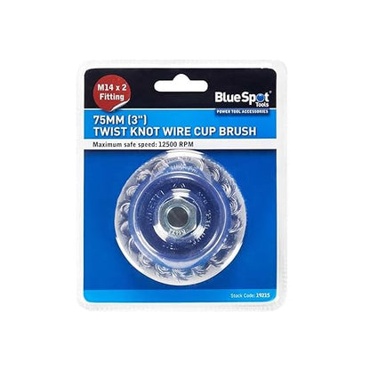 BlueSpot 75mm (3") M14 x 2 Twist Knot Wire Cup Brush
