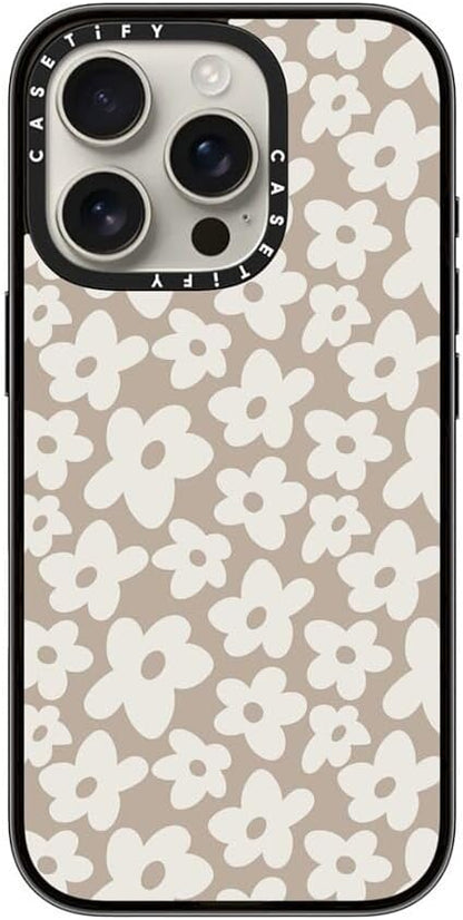 CASETiFY Compact iPhone 16 Pro Case 4 ft. 2X Military Grade Drop ProtectionSlimLightweight - Natural Flower - Clear Black