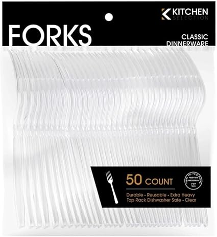 Premium Disposable Clear Plastic Forks (50 Count)  Transparent, Durable, and Convenient for Parties, Events, and Everyday Use
