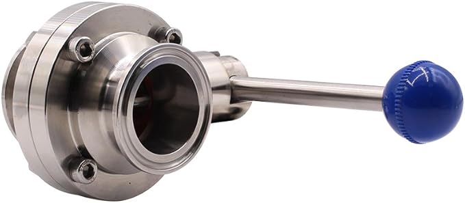 DERNORD Sanitary Butterfly Valve with Pull Handle Stainless Steel 304 Tri Clamp Clover (2 Inch)